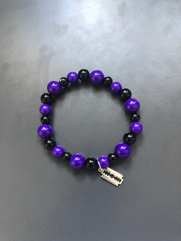 Purple Stretch Bracelet with Charm