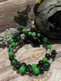 Green and Black Skull Wrap Bracelet
