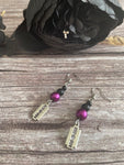Purple bead and Razor Drop Earrings