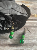Green Beaded Drop Earrings