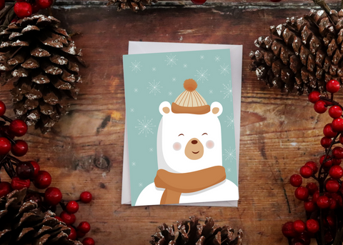 Cute Snow Bear Christmas Card