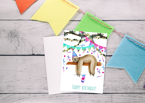 Sloth Birthday Card